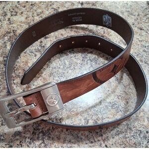 NFL Pittsburgh Steelers Brandish Brown Embossed Leather Belt‎ Mens Size 38
